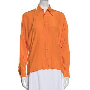 RALPH LAUREN BLACK LABEL Silk Long Sleeve Button-Up Top Size: S